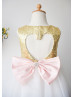 Heart-shaped Keyhole Gold Sequin Tulle Flower Girl Dress Heart-shaped Keyhole Gold Sequin Tulle Flower Girl Dress
